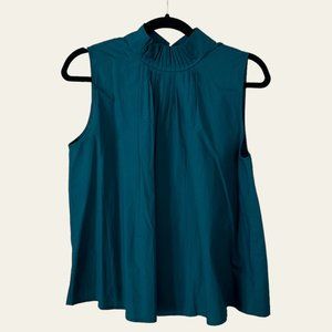 Banana Republic Pleated Placket High Neck Sleeveless Top Sz S